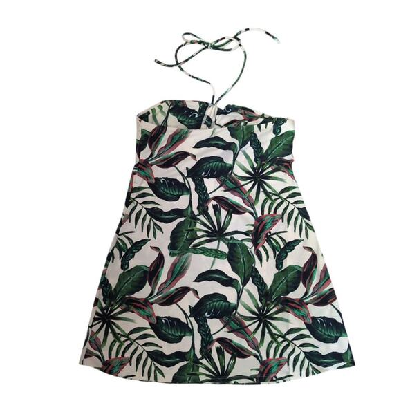 NWT Andie Waikiki Dress Ivory Palm Tropical Print Sleeveless Halter Size S - Picture 1 of 8